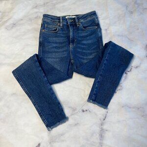 We The Free People Skinny Jeans Womens Size 25 High Rise Raw Hem